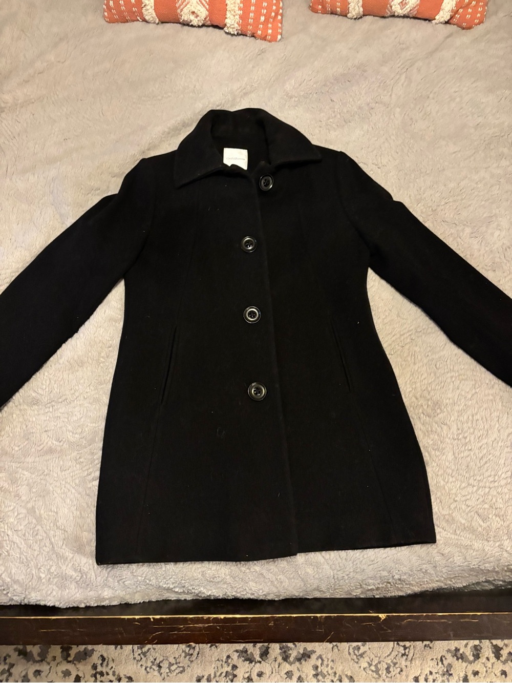 croft & barrow Black Wool-Blend Pea Coat